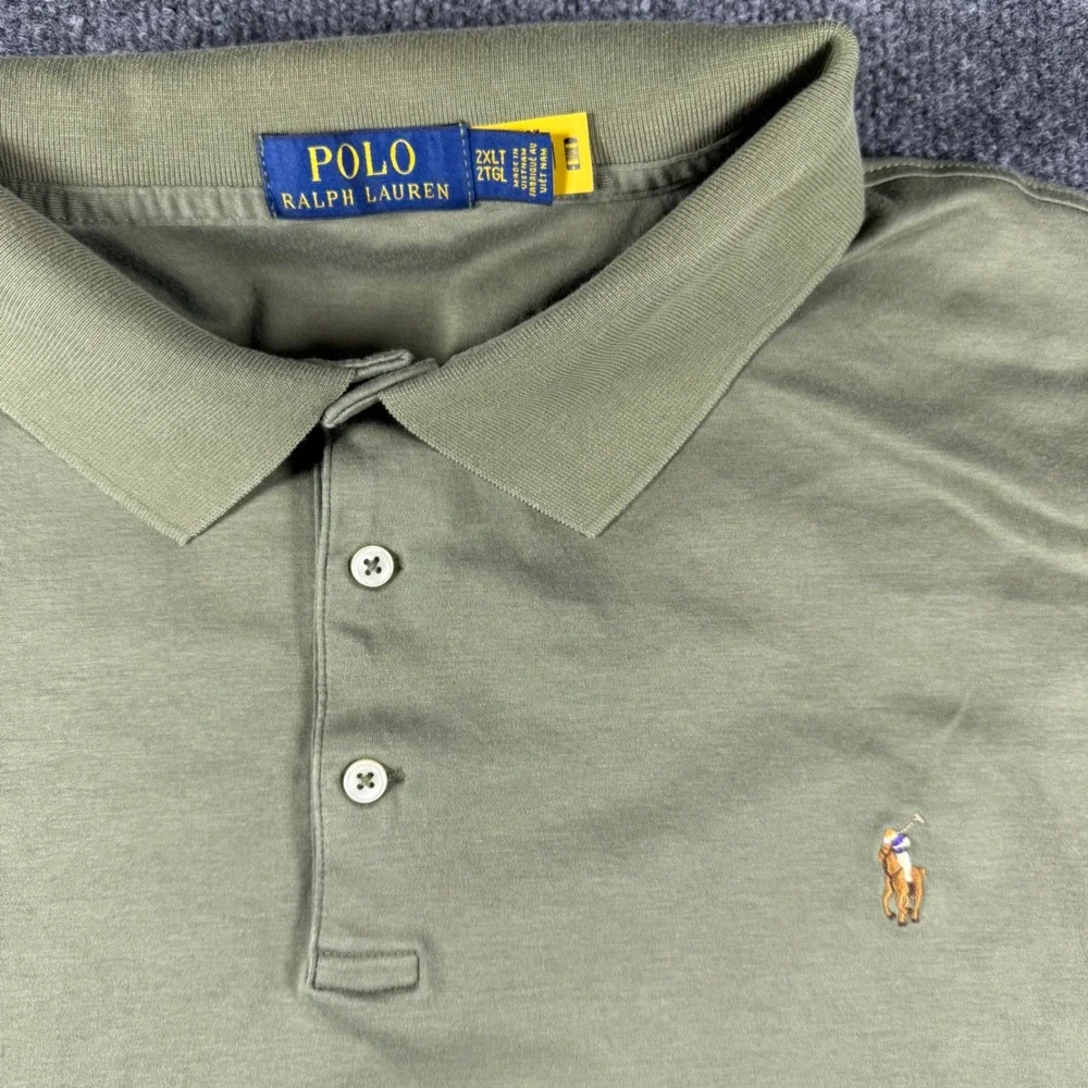 Polo Ralph Lauren Mens 2XLT Olive Green Short Sleeve Cotton Polo Shirt